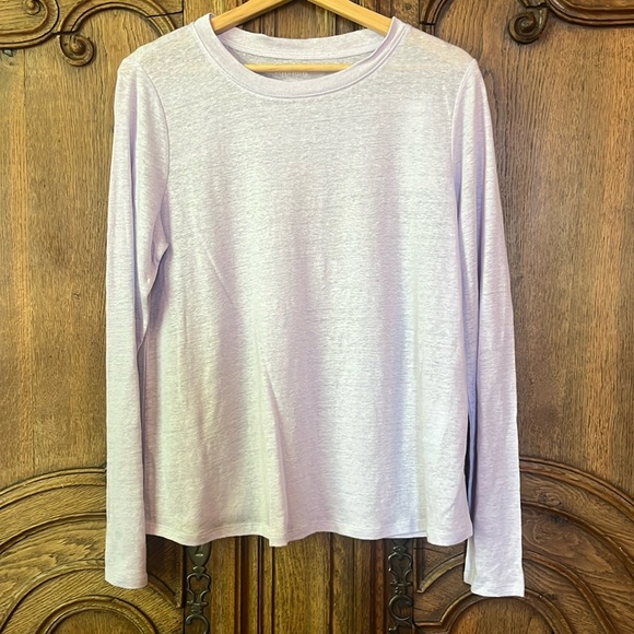 Eileen Fisher Organic Linen Jersey Crewneck Long Sleeve Tee - Picture 2 of 13